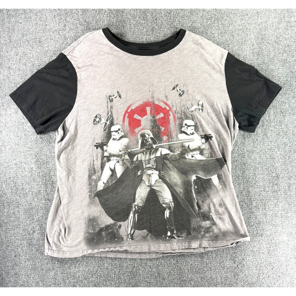 Star Wars Darth Vader Stormtrooper Graphic Tee‎ Gray Black Mens XXL 2XL